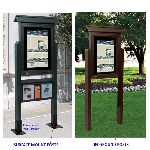 Plastic Post Options: Surface Mount with Base Plates or Inground Installation