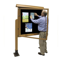 ECO-Design 41x42 Outdoor Free Standing Enclosed MEGA Message Information Boards, Faux Wood Style Single-Sided Viewing