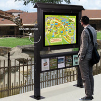 ECO-Design 42x28 Outdoor Free Standing ULTRA-SIZE Information Message Board, Double-Sided Landscape Display Cabinet