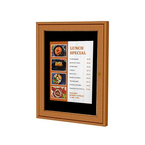 ECO-Design Outdoor Enclosed Menu Board, Cork Bulletin Backer, Viewing Area 13.75 x 19.75