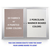 INDOOR ENCLOSED COMBO BOARD 72" x 24" DRY ERASE / CORK BULLETIN BOARD