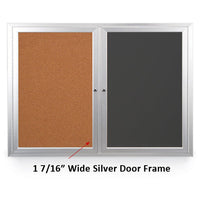 42x32 DRY ERASE / CORK COMBINATION HAS MITERED (SQUARE) CORNERS