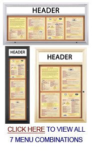 Indoor Enclosed Menu Cases with Header for 11" x 14" Portrait Menu Sizes