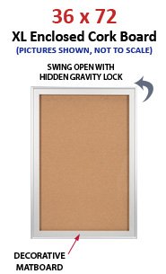 Extra Large Designer Metal 36 x 72 Enclosed Bulletin Cork Board SwingFrames