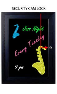 Enclosed Dry Erase Black Boards Lighted | Radius Edge SwingCase Black Marker Boards