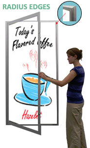 Extra Large Outdoor Enclosed Dry Erase White Boards with Radius Edge