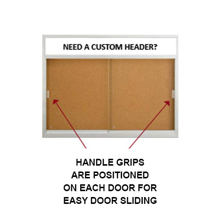 Indoor Bulletin Boards Display Cases with Personalized Header | with 2-3 Sliding Glass Doors 25 Sizes