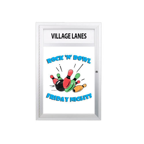 Indoor Wall Mount Enclosed Dry Erase Marker Board Display Case with Personalized Message Header | Melamine White Board Surface