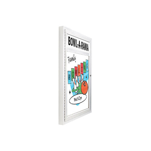 Wall Mount Enclosed, Locking Dry Erase White Markerboard Lighted with Message Header | Locking Display Case 3 1/8" Deep