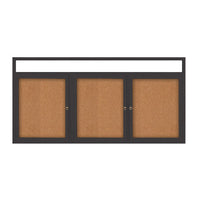 Indoor Enclosed Bulletin Boards 96" x 24" with Message Header (3 DOORS)