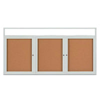 Enclosed Indoor Enclosed Bulletin Boards 96 x 36 w Message Header + Radius Edge 3 DOOR