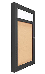 Slim Bulletin Board Indoor Display Cases with Header