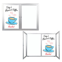 Indoor Enclosed Dry Erase Marker Boards 2 and 3 Door Display Cases | Magnetiic Porcelain-on-Steel White Writing Surface 35+ Sizes