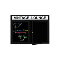 Indoor Enclosed Dry Erase Marker Board with Radius Edge and Header (2 and 3 Doors) - Black Porcelain Steel