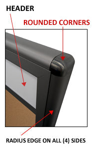 Indoor Enclosed Menu Swing Cases with Header (Single Door) (Rounded Corners)