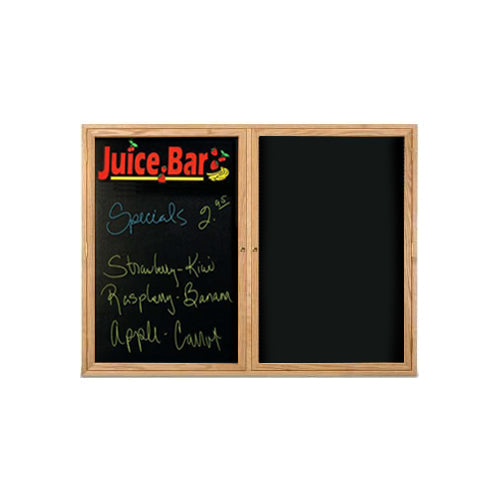 Indoor Enclosed Wood Framed Dry Erase Board (2 and 3 Doors) - Black Porcelain Steel