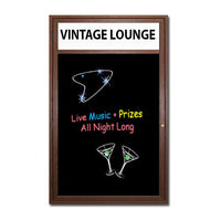 Indoor Enclosed Wood Framed Dry Erase Marker Board Display Case with Header (Black Board)