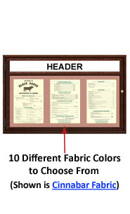 Indoor Enclosed Wood Menu Cases with Header for 11" x 14" Portrait Menu Sizes