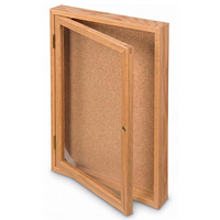 Indoor Enclosed Hardwood Framed Cork Bulletin Board Display Cases in Cherry, Light Oak, Walnut 15+ Sizes