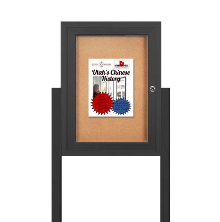 SwingCase Standing 11x17 Outdoor Bulletin Board Enclosed with 2 Posts (One Door)