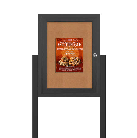 SwingCase Standing 27x41 Outdoor Bulletin Board Enclosed with 2 Posts (One Door)