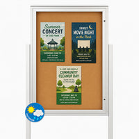 EXTREME WeatherPLUS™ Outdoor Enclosed Bulletin Board Stands with 2 Posts | Single Locking Door SwingCase 15+ Sizes & Custom