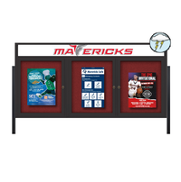 Freestanding Enclosed Outdoor Bulletin Boards 84" x 30" with Message Header and Posts (3 DOORS)