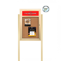 SwingCase Free-Standing 19 x 24 LED Lighted Outdoor Bulletin Board + 2 Posts | Enclosed Metal Cabinet with Personalized Message Header