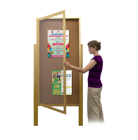 SwingCase 36x60 Extra Large Outdoor Enclosed Bulletin Board with Posts | Single Door Cabinet