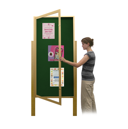 Swing Case 36x72 Extra Large Outdoor Enclosed Bulletin Board w Leg Posts (Single) Door