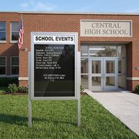 Extra Large Outdoor Enclosed Letter Boards + Message Header + Posts | XL Single Door 15+ Sizes