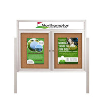 Outdoor Enclosed Illuminated Header Poster Display Cases (with Radius Edge & Leg Posts) (2 & 3 Doors)