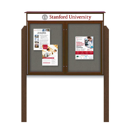 40" x 40" 2-Door Cork Board Message Center with Header and Posts (Image Not to Scale)