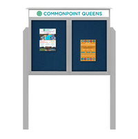 48" x 36" 2-Door Cork Board Message Center with Header and Posts (Image Not to Scale)