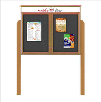 52" x 40" 2-Door Cork Board Message Center with Header and Posts (Image Not to Scale)