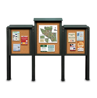 Triple-Door 84" x 36" Eco-Design Cork Board Message Center | Shown in Woodland Green Finish