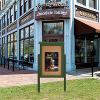 30" x 36" Outdoor Message Center Cork Board | LEFT Hinged - Single Door with Posts Information Board