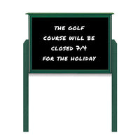 36" x 48" Outdoor Message Center - Magnetic Black Dry Erase Board with Posts