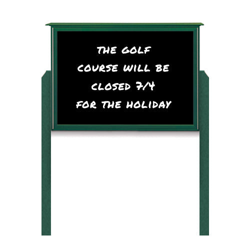 36" x 48" Outdoor Message Center - Magnetic Black Dry Erase Board with Posts