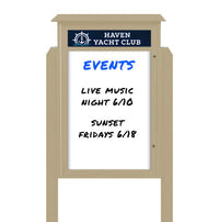 36" x 60" Freestanding Outdoor Message Center - Magnetic White Dry Erase Board with Header