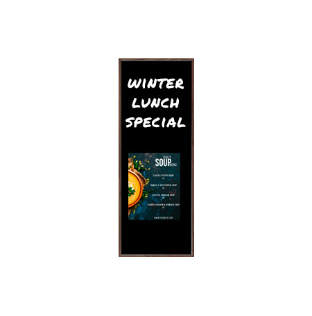 Hardwood Framed 12x36 Magnetic Black Wet Erase Marker Board with Porcelain on Steel Writing Surface and No Ghosting