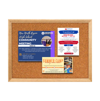 16 x 20 Wood Framed Cork Bulletin Board with Decorative Frame Style | Walnut, Light Oak, Cherry Wood Finishes | Fabric Cork Colors