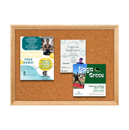 18 x 18 Wood Framed Cork Bulletin Board (with Decorative Frame Style)