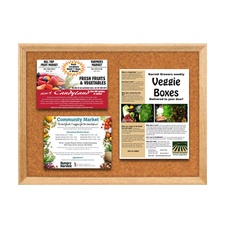 24 x 72 Wood Framed Cork Bulletin Board (with Decorative Frame Style)