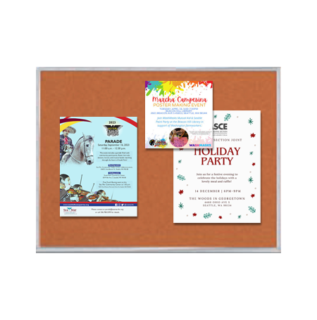 Value Line 12x84 Metal Framed Cork Bulletin Board | Open Face with Silver Trim Frame