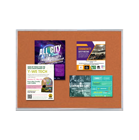 Value Line 18x36 Metal Frame Cork Bulletin Board | Open Face with Silver Trim Frame Border