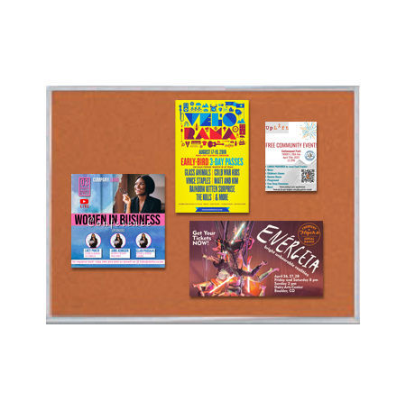 Value Line 48x96 Metal Frame Cork Bulletin Board (Open Face with Silver Trim)