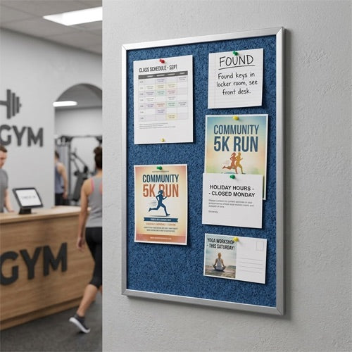 Vinyl over Cork Bulletin Board 12x18 (Open Face with Silver Trim)
