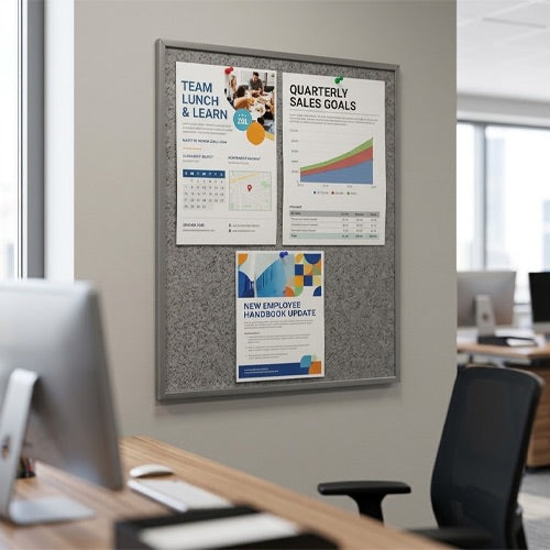 Vinyl over Cork Bulletin Board 24x30 (Open Face with Silver Trim)