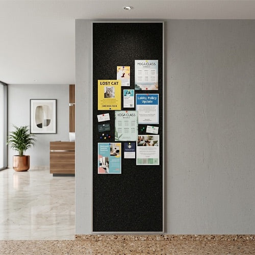 Vinyl over Cork Bulletin Board 24x84 (Open Face with Silver Trim)